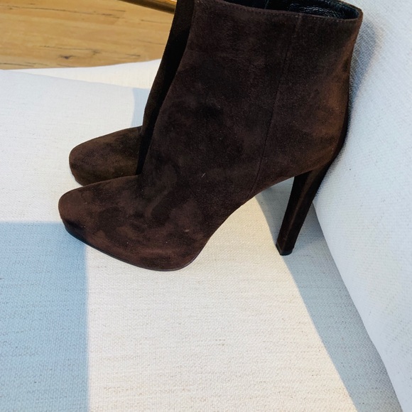 Suede Prada chocolate hidden platform booties - Picture 2 of 7